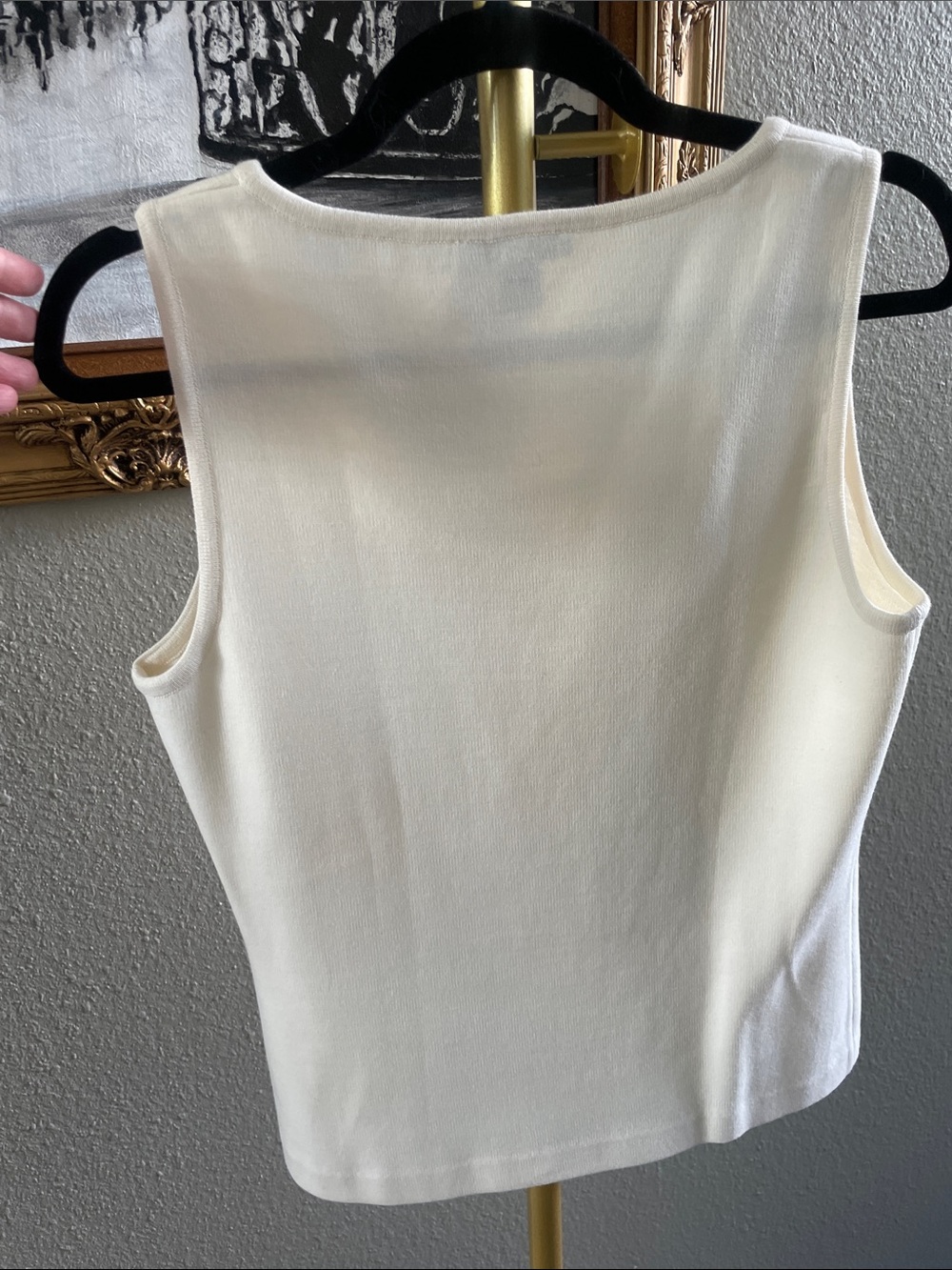 St. John Cream Sleeveless Knit Tank - Picture 7 of 7